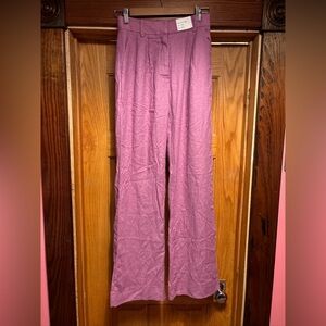 Abercrombie & Fitch Ultra High Rise Wide Leg Purple Linen Blend Pant 0 Long New